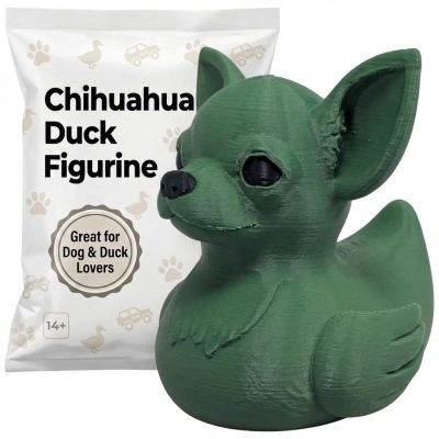 Chihuahua Duck Collectible Figurine - Unique Green Animal Display Piece for Home or Office Decor - 3D Printed in Canada