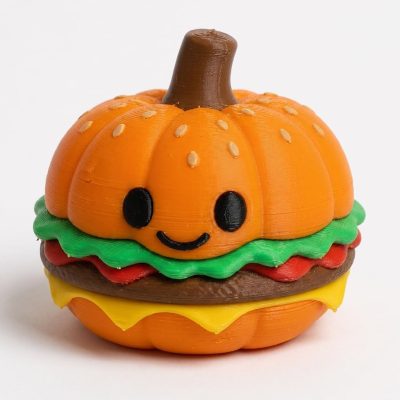 Cheeseburger Pumpkin Collectible Figurine - Unique Desk Decor for Adults – 3D Printed in Canada