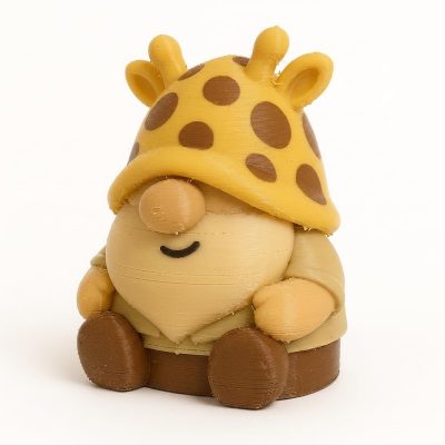 Safari Giraffe Gnome Figurine - Detailed Animal-Inspired Desk Decor for Home Office or Gift Display - Unique Collectible Accent - 3D Printed in Canada
