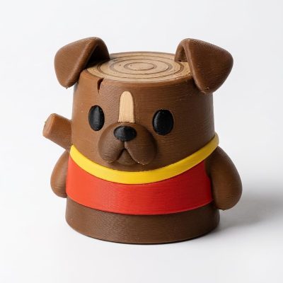 Boxer Dog Tree Stump Collectible Figurine - Unique Desk Decor for Adults – 3D Printed in Canada