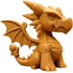 Wood-Carved Dragon Collectible #1 in Ochre Yellow Finish - 3D Printed in Canada (Ochre Yellow)