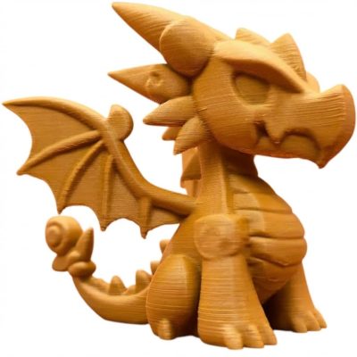 Wood-Carved Dragon Collectible #1 in Ochre Yellow Finish - 3D Printed in Canada (Ochre Yellow)
