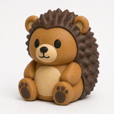 Hedgehog Chonky Teddy Bear Cub Collectible Figurine - Unique Desk Decor for Adults – 3D Printed in Canada