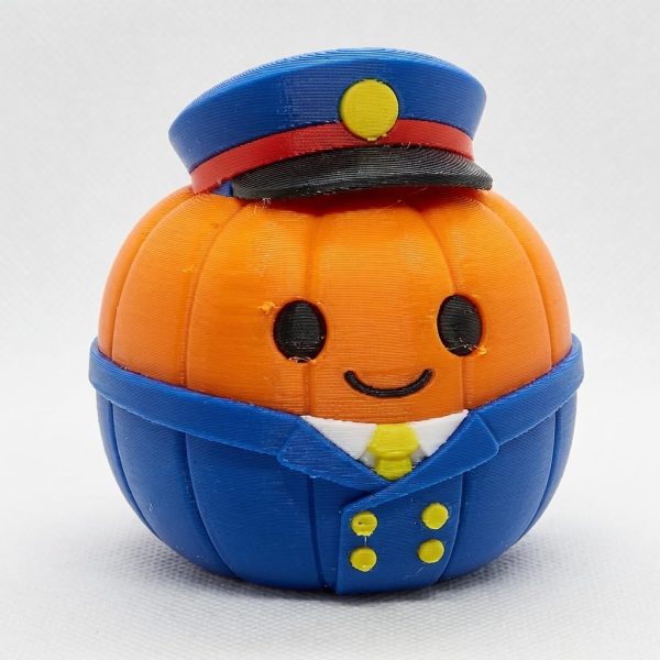 Train Conductor Pumpkin Figurine