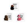 Ensemble de figurines de canards ninja, gâteau au chocolat coulant et flamant rose