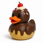Chocolate Dipped Duck Collectible Figurine - Sweet Desk Decor Gift for Adults – 3D Printed in Canada