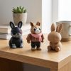 Ensemble figurines Lapin cyborg automne douillet