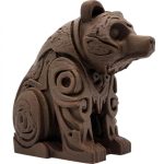 Wood-Carved Bear Figurine in Black Walnut Finish - 3D Printed in Canada (Black Walnut)