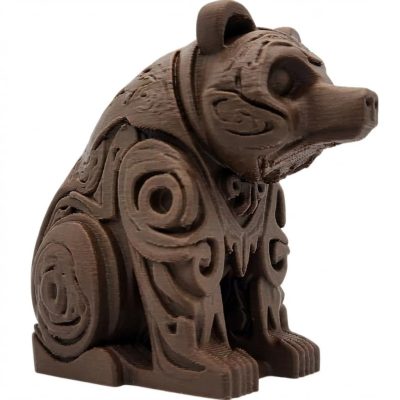 Wood-Carved Bear Figurine in Black Walnut Finish - 3D Printed in Canada (Black Walnut)