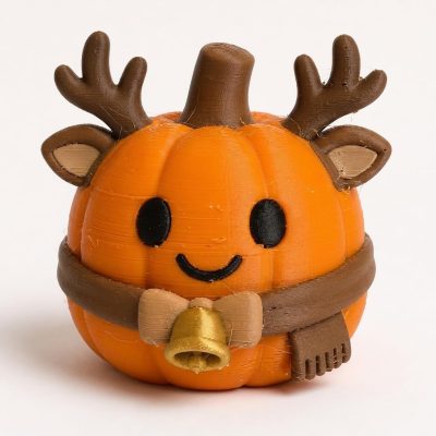 Antlered Pumpkin Collectible Figurine - Unique Desk Decor for Adults – 3D Printed in Canada