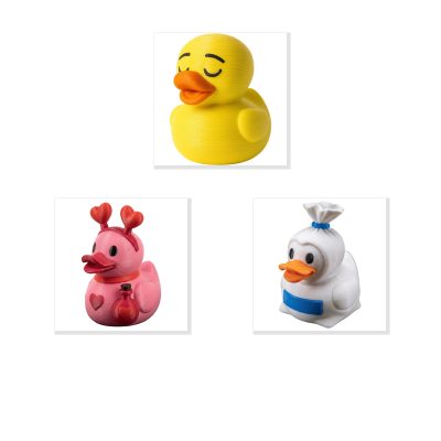 Duck Variety Collectible Figurine Bundle of 3 - Kissing Duck, Love Potion Bagged Milk - Charming & Humorous Adult Desk Decor - 3D Printed in Canada