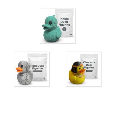 Duck Variety Collectible Figurine Bundle of 3 - Pickle, RoboDuck, Cleopatra - Quirky & Historic Adult Desk Decor - 3D Printed in Canada