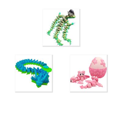 Dragon Variety 3-Pack Collectible Figurine Bundle of 3 - Jellyfish Dragon, Coral Cherry Blossom - Artistic & Intricate Adult Desk Decor - 3D Printed in Canada