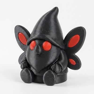 Mothman Gnome Collectible Figurine - Striking Black and Red Desk Accent for Home and Office Decor - Unique Gift for Fantasy Lovers - 3D Printed in Canada