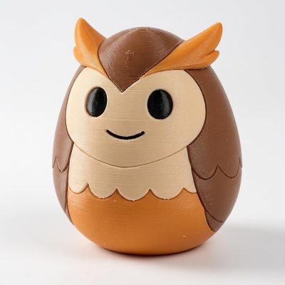 Horned Owl Eggling Collectible Figurine - Unique Desk Decor for Adults – 3D Printed in Canada