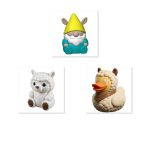 Alpaca Collectible Figurine Bundle of 3 - Gnome, Teddy Bear Cub, Duck - Whimsical & Charming Adult Desk Decor - 3D Printed in Canada