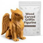 Wood Carved Griffin Figurine in Ochre Yellow Finish - 3D Printed in Canada (Ochre Yellow)