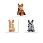 Bunny Variety Collectible Figurine Bundle of 3 - Royal Duke Bunny, Derpy Silly Banshee Ghost - Whimsical & Eccentric Adult Desk Decor - 3D Printed in Canada