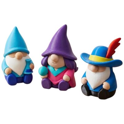 Gnome Variety Collectible Figurine Bundle of 3 - Chemist Gnome, Sorceress Musketeer - Whimsical & Unique Adult Desk Decor - 3D Printed in Canada