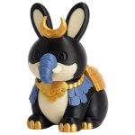 Baku Dream Eater Bunny with Gold Crescent Moon and Blue Trunk 3D Printed Collectible Figurine | Japanese Folklore Rabbit Decor - 3D Printed in Canada