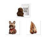 Chocolate Lava Cake Collectible Figurine Bundle of 3 - Duck, Bunny, Gnome - Dessert-Inspired Adult Desk Decor - 3D Printed in Canada