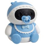 Miniature Robot Collectible Figurine - Striking Small Mech with Pacifier and Bonnet Desk Decor for Adults - 3D Printed in Canada