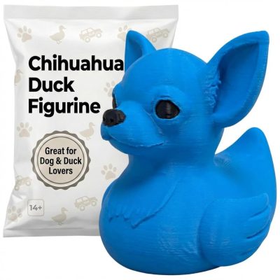 Chihuahua Duck Figurine – Dog-Inspired Duck for 4x4 Ducking, Cruise Hiding & Dashboard Decor – Funny Off-Road Animal Collectible, Gift for Dog Lovers – 3D Printed in Canada (Ocean Blue)