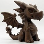 Wood-Carved Dragon Collectible #1 in Black Walnut Finish - 3D Printed in Canada (Black Walnut)