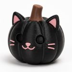 Black Cat Pumpkin Collectible Figurine - Unique Desk Decor for Adults – 3D Printed in Canada