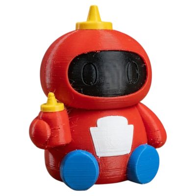Ketchup Robot Collectible Figurine - Unique Desk Decor for Adults – 3D Printed in Canada