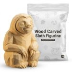 Wood Carved Sloth Figurine in White Oak Finish - 3D Printed in Canada (White Oak)