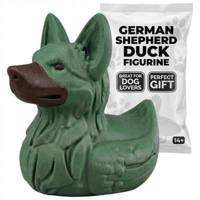 German Shepherd Duck Figurine – Funny 4x4 Rubber Duck for Vehicle Ducking, Cruise Hiding & Dog Lovers – Dashboard Collectible Gift for Off-Road & Travel Fans – 3D Printed in Canada (Forest Green)