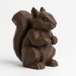 Wood Carved-Like Squirrel Figurine - Unique Desk Decor for Adults – 3D Printed in Canada - 3D Printed in Canada (Black Walnut)