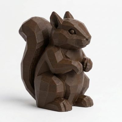 Wood Carved-Like Squirrel Figurine - Unique Desk Decor for Adults – 3D Printed in Canada - 3D Printed in Canada (Black Walnut)