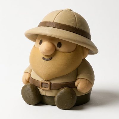 Safari Explorer Gnome Collectible Figurine - Handcrafted Detailed Adventure-Themed Desk Decor with Safari Hat and Beard - Unique Gift for Home or Office Accent - 3D Printed in Canada