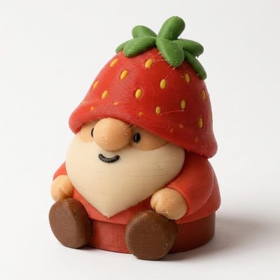 Strawberry Gnome Collectible Figurine - Detailed Garden Gnome Desk Accent for Adult Home Office Decor - Unique Gift for Collectors - 3D Printed in Canada