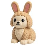Goldendoodle Curly Haired Dog Bunny with Fluffy Golden Coat 3D Printed Collectible Figurine | Dog Breed Rabbit Desk Decor - 3D Printed in Canada — 3D Printed Dogs by 3DCentral