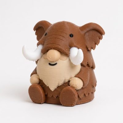 Mammoth Gnome Collectible Figurine - Handcrafted Brown Gnome with Tusked Features - Unique Desk Decor and Gift for Adults - Perfect for Home or Office Display - 3D Printed in Canada