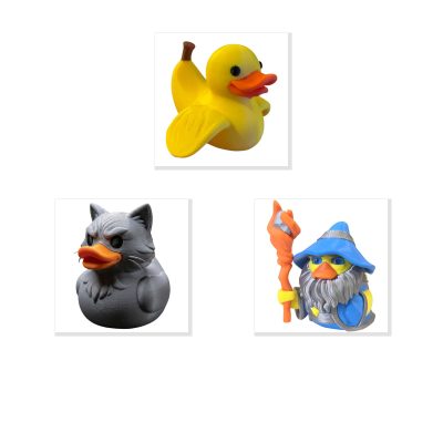 Duck Variety Collectible Figurine Bundle of 3 - Nothanana, Persian Cat Duck, Spellquacker - Quirky & Humorous Adult Desk Decor - 3D Printed in Canada