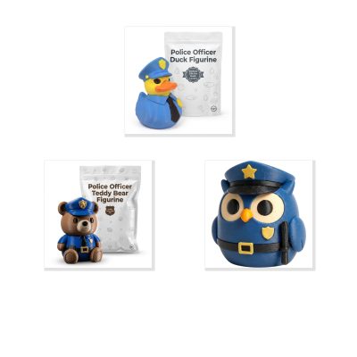 Police Officer Collection Collectible Figurine Bundle of 3 - Duck, Bear, Owl - Fun & Whimsical Adult Desk Decor - 3D Printed in Canada