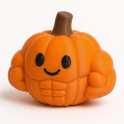 Muscular Pumpkin Collectible Figurine - Unique Desk Decor for Adults – 3D Printed in Canada