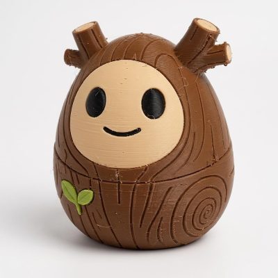 Wood Grain Eggling Collectible Figurine - Unique Desk Decor for Adults – 3D Printed in Canada