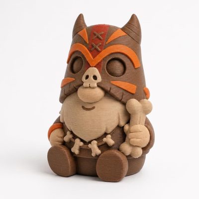Voodoo Mask Gnome Collectible Figurine - Handcrafted Bearded Gnome with Bone and Intricate Details for Unique Desk Decor, Office Accent, or Shelf Display - 3D Printed in Canada