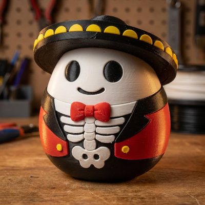 Skeleton Mariachi Eggling Collectible Figurine - Unique Desk Decor for Adults – 3D Printed in Canada