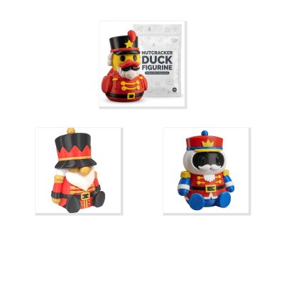 Nutcracker Collectible Figurine Bundle of 3 - Duck, Gnome, Robot - Festive & Unique Adult Desk Decor - 3D Printed in Canada