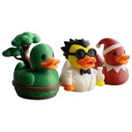 Duck Variety Collectible Figurine Bundle of 3 - Bonsai Duck, Mad Scientist Santa Hat Elf - Unique & Whimsical Adult Desk Decor - 3D Printed in Canada
