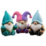 Gnome Variety 3-Pack Collectible Figurine Bundle of 3 - Diamond Hands Gnome, Jester Gym Bro - Whimsical & Unique Adult Desk Decor - 3D Printed in Canada