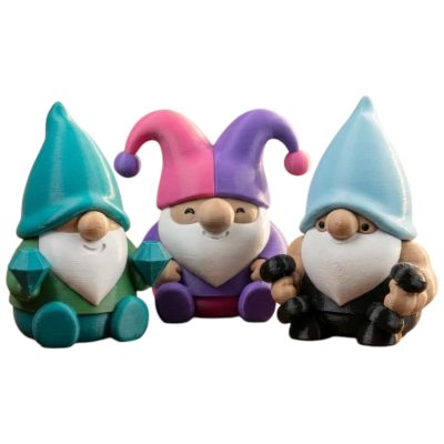 Gnome Variety 3-Pack Collectible Figurine Bundle of 3 - Diamond Hands Gnome, Jester Gym Bro - Whimsical & Unique Adult Desk Decor - 3D Printed in Canada