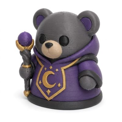 Warlock Teddy Bear Cub Collectible Figurine - Unique Desk Decor for Adults – 3D Printed in Canada