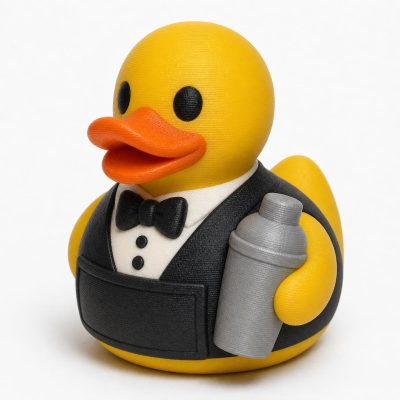 Bartender Duck Collectible Figurine - Counter Service Desk Decor for Adults – 3D Printed in Canada
